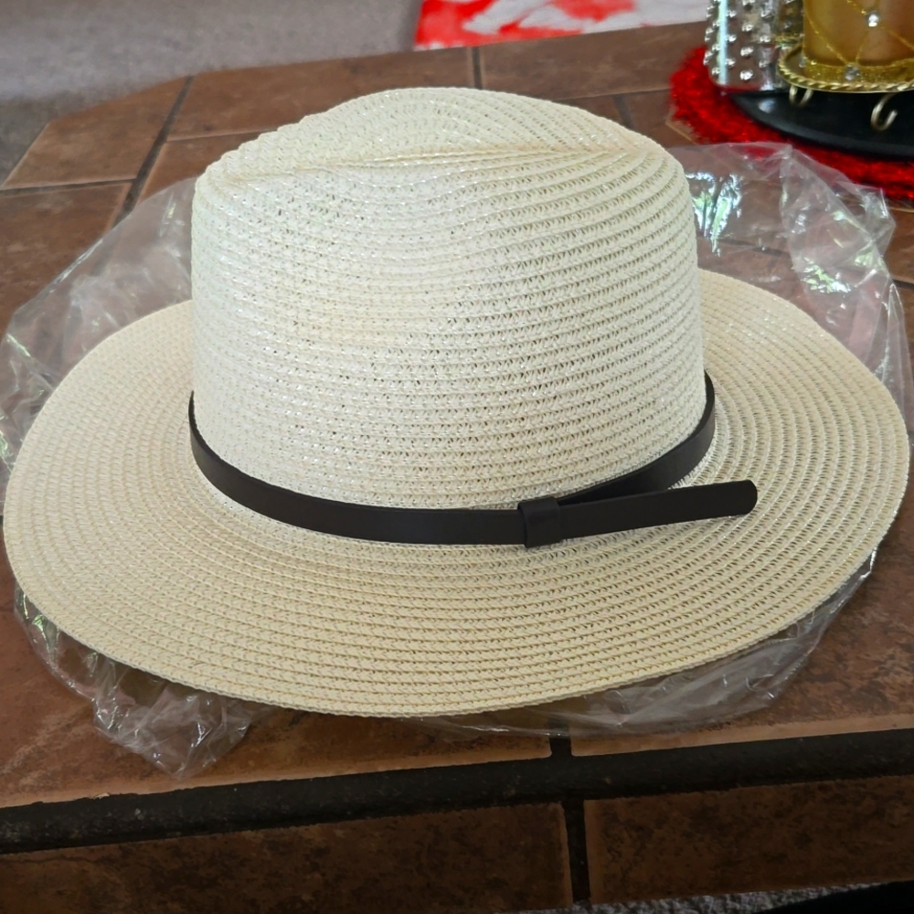Panama Hat With PU Accents.  ✨️NEW✨️